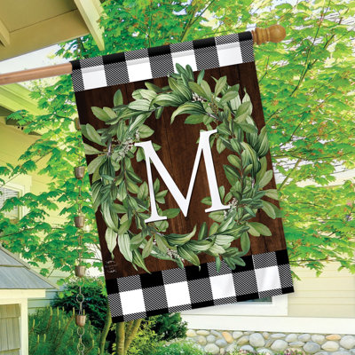 Wreath Monogram Letter M House Flag
