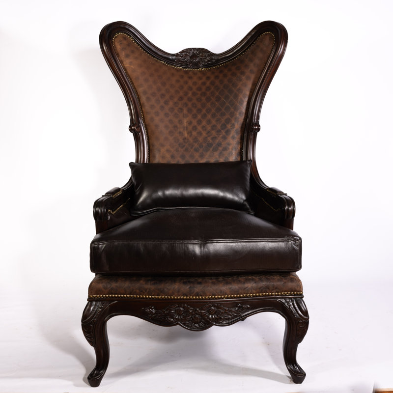 Antoinette Club Chair, Dark Brown Genuine Leather