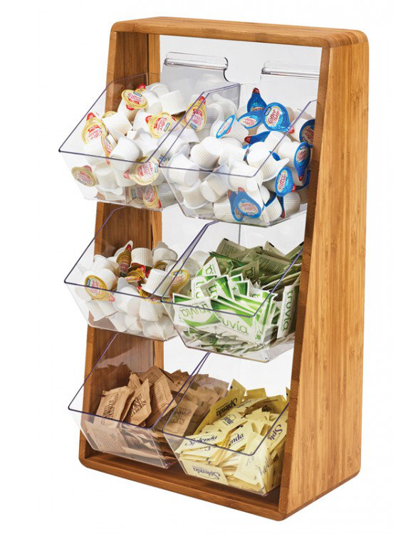 Bamboo Condiment Holder with Removable Plastic Compartments