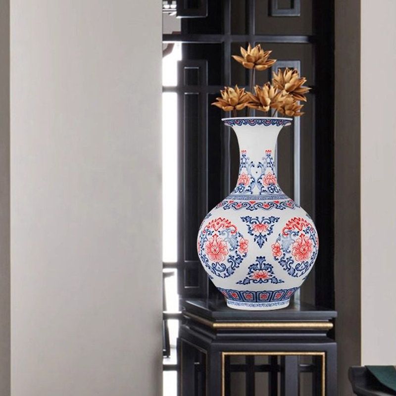 Vase à fleurs rouge 11,42 "Jingdezhen