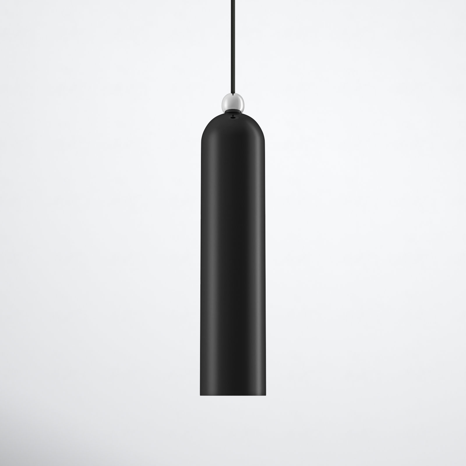 Hanne Dimmable Cylinder Single Light Pendant, Shiny Black