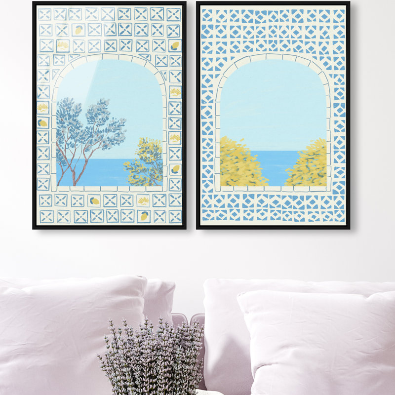 Mediterranean window set High-Gloss Frameless Acrylic Glass Wall Art Nautical & Beach Print by Oliver Gal, Ready to Hang, 10 x 15