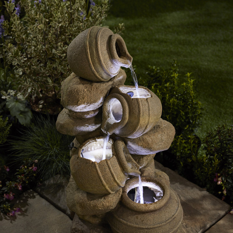 Outdoor Weather Resistant Cascade Fountain with Lights