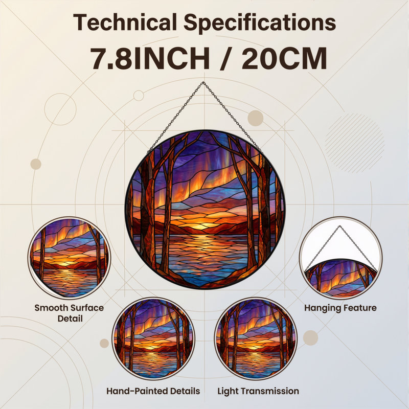 Panneau de vitrail H 7,8 po, H 7,8 po x l 7,8 po
