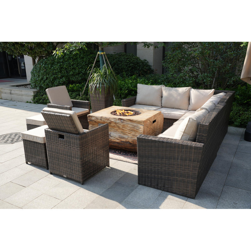 10 - Person Patio Conversation Set with Cushions