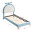 Grand lit plateforme tapissier avec tête de réveil, bleu-1695435928