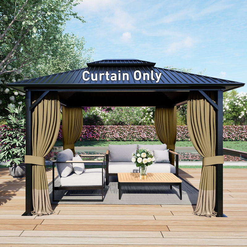 Aoodor Replacement 4-Panel Gazebo Sidewall Curtains, 82.7" H x 120" W x 120" D, Khaki and Sand Yellow