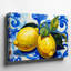 Art mural mural carreaux de citronnier méditerranéen audacieux nature morte sur fond de céramique bleue-1453805263