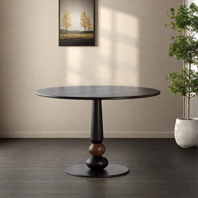 Table ronde en bois massif rétro simple et durable, H 29,52 po x L 47,24 po x l 47,24 po