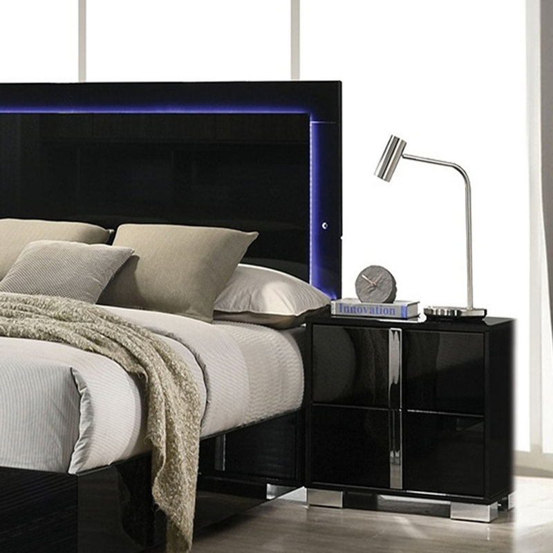 Table de chevet contemporaine noire classique 1pc, Noir