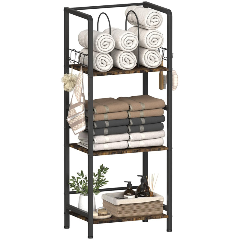 Porte-serviettes sur pied pour salle de bain, Noir