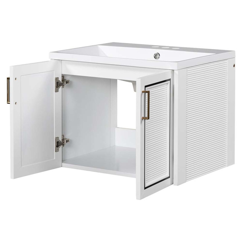 Base de meuble-lavabo mural simple 24 po blanc seulement