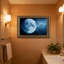 Cadre mural vintage orné de Blue Moon Space Ring – Cadre décoratif doré pour œuvres d'art.-795369446