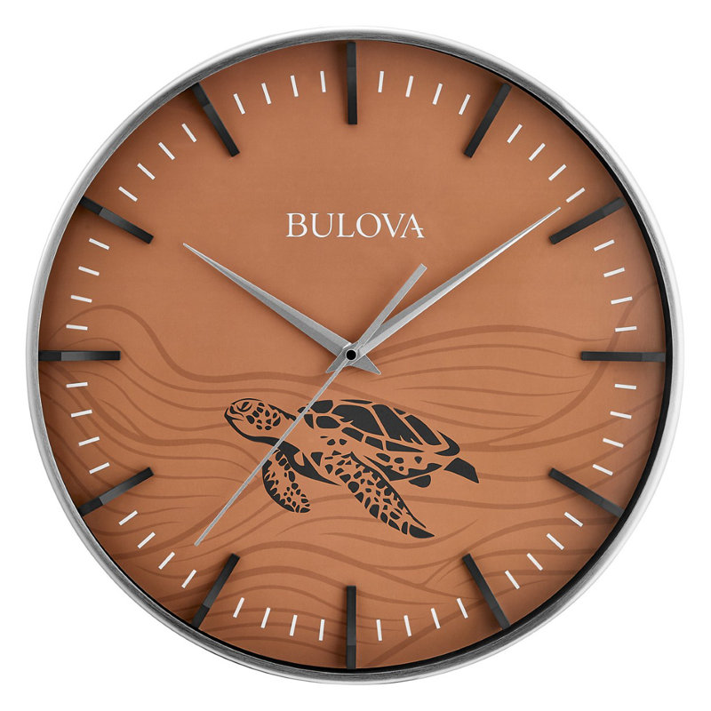 7AF57C607D4144F98763AD624B538E6F Loggerhead Turtle Silent Sweep 16″ Wall Clock, Brown/Black Loggerhead Turtle