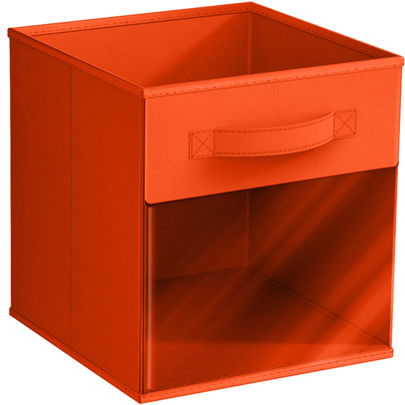 Sorbus 11" Storage Bin with Clear Window and Handles – 1-Piece Foldable Fabric Organizers, Orange, Orange