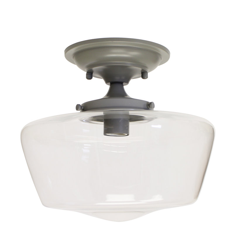 Plafonnier semi-encastré 1 lumière 12 po Ricarda, Bleu naval, Clear Glass