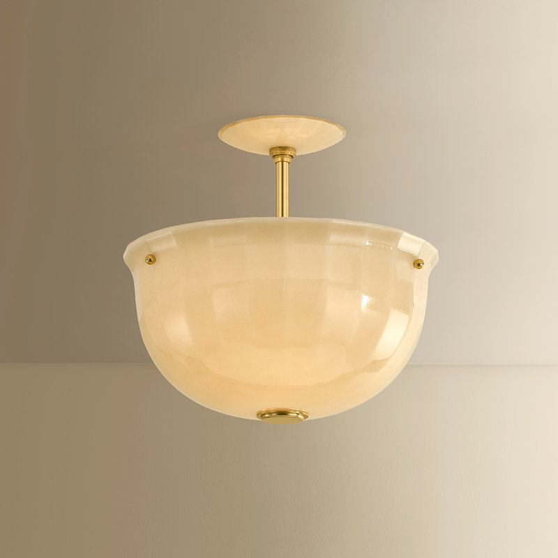 Nevins Semi Flush, Aged Brass