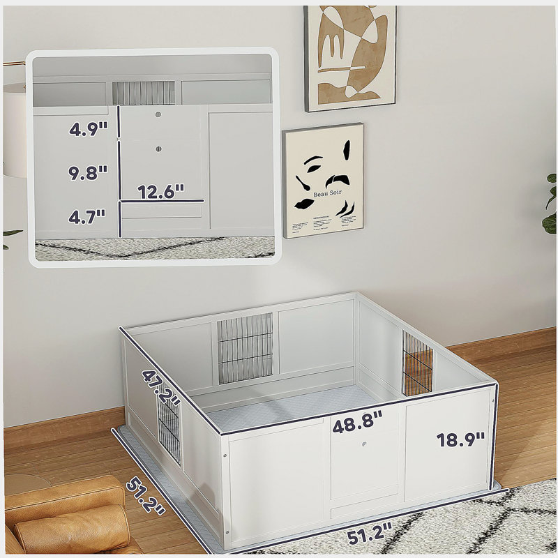Pet Box,Dog Box with Washable Pee Pad