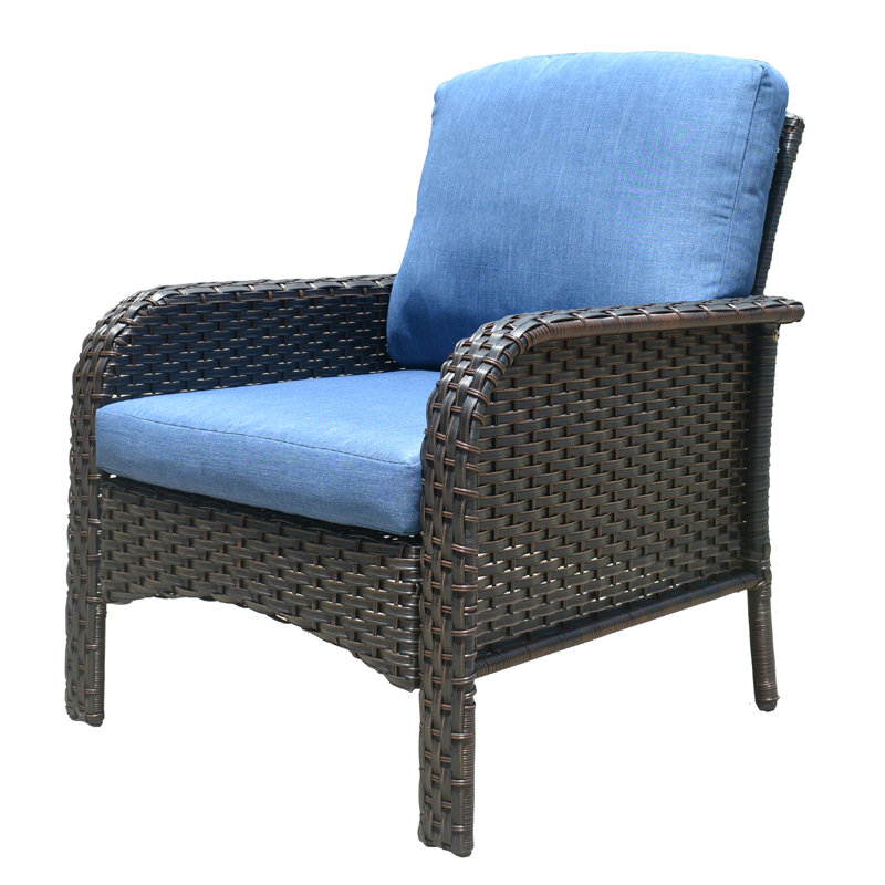 Wicker Outdoor Lounge Chair, Olefin Denim Blue