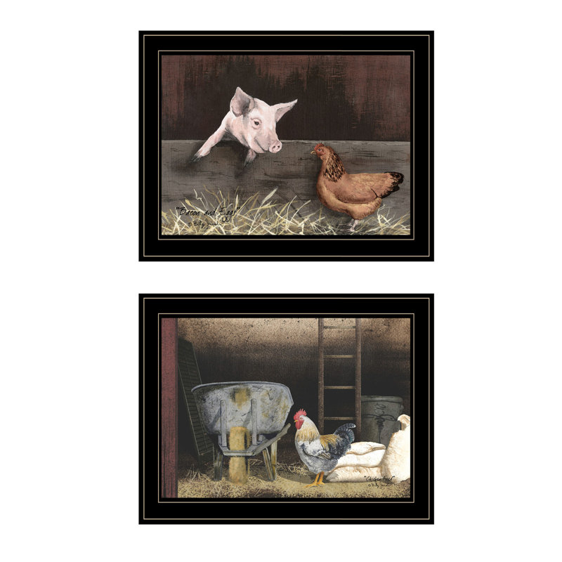 "Bacon & Eggs" 2-Piece Vignette By Billy Jacobs, Black Frame