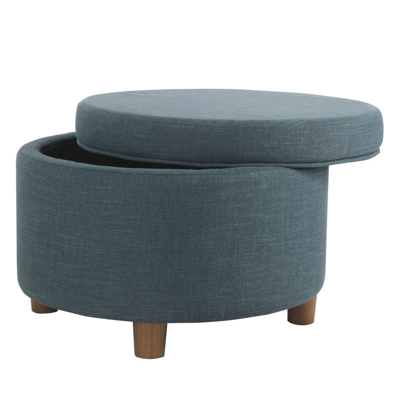 Repose-pieds rond avec rangement Chew Stoke, Bleu sarcelle