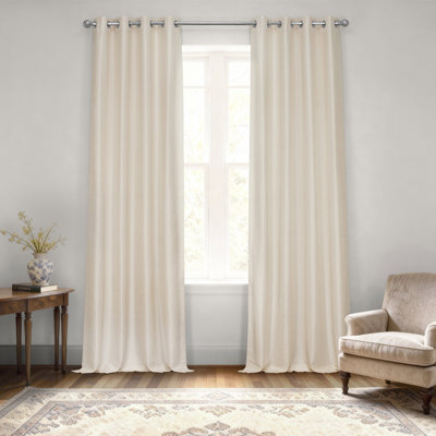Akke Grommet Vintage Textured Faux Dupioni Silk Blackout Curtains - Single Panel Drapes