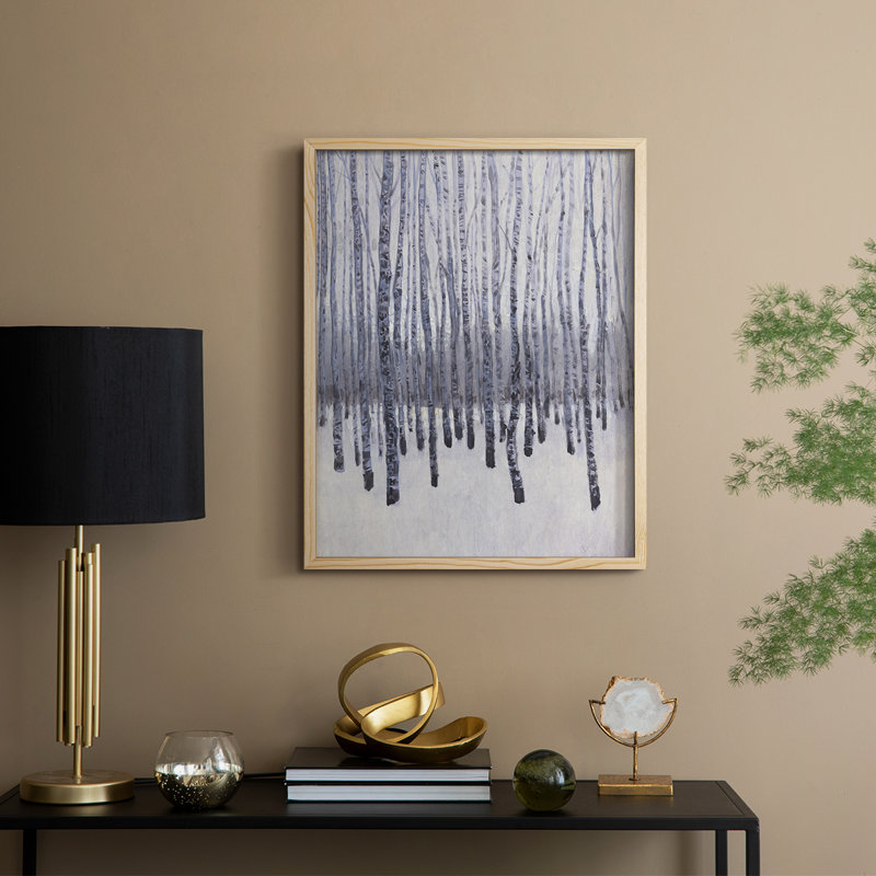 «Bare Trees in Winter II», reproduction encadrée - bois massif