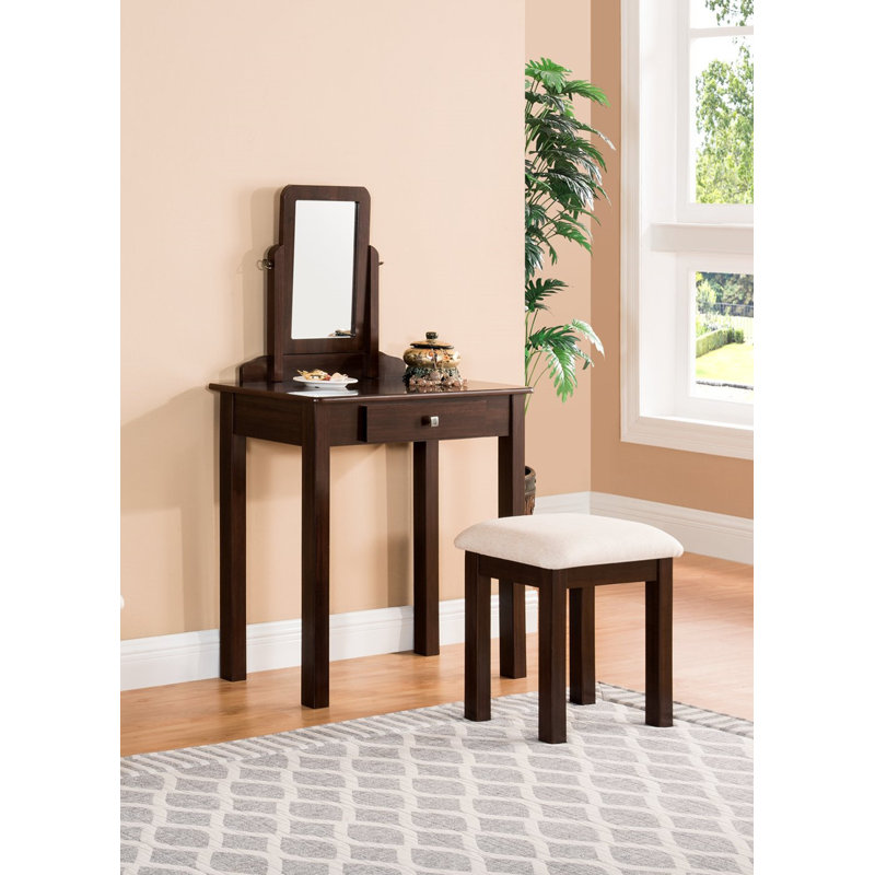 Suydam Vanity with Mirror and Seat, Espresso