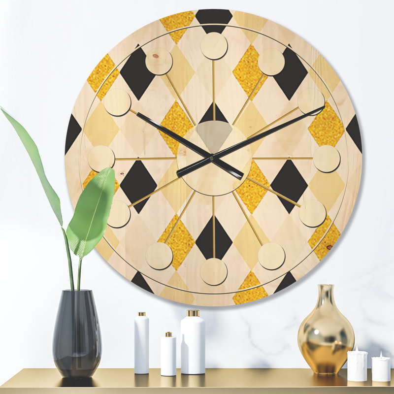 Horloge murale moderne en bois doré chic II - Mid-Century, Moyen