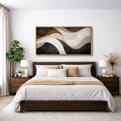 Abstrait brun beige, motif de vagues fluides, images de salon moderne, impression sur toile encadrée