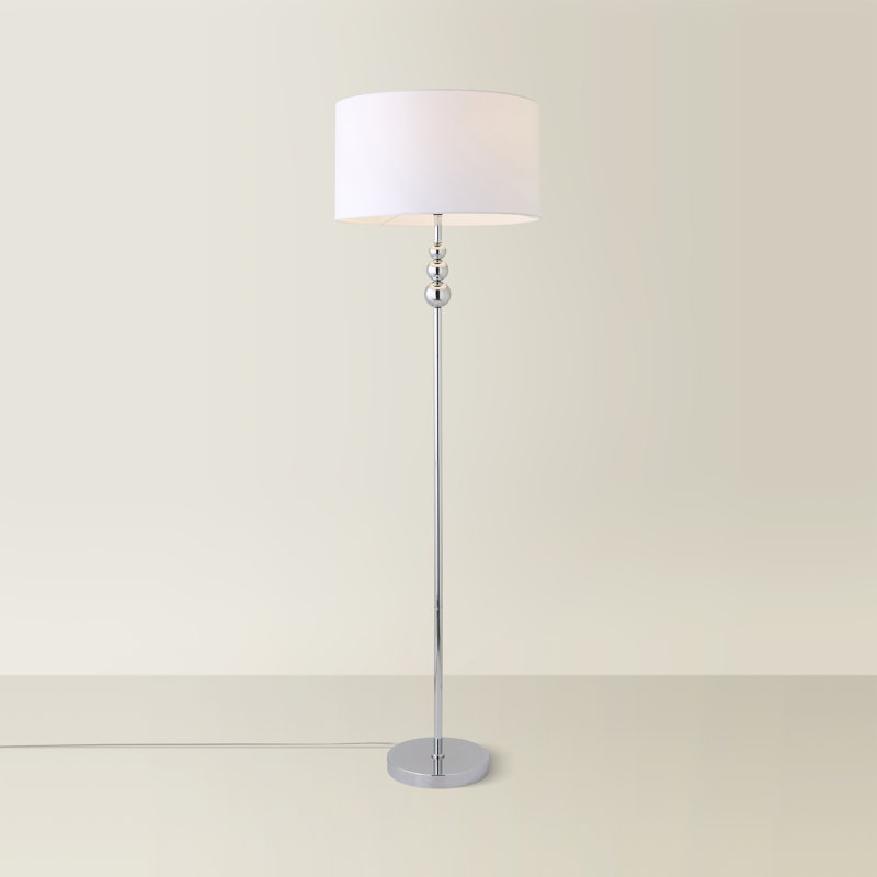 Randalia 145cm Traditional Floor Lamp, White, Chrome
