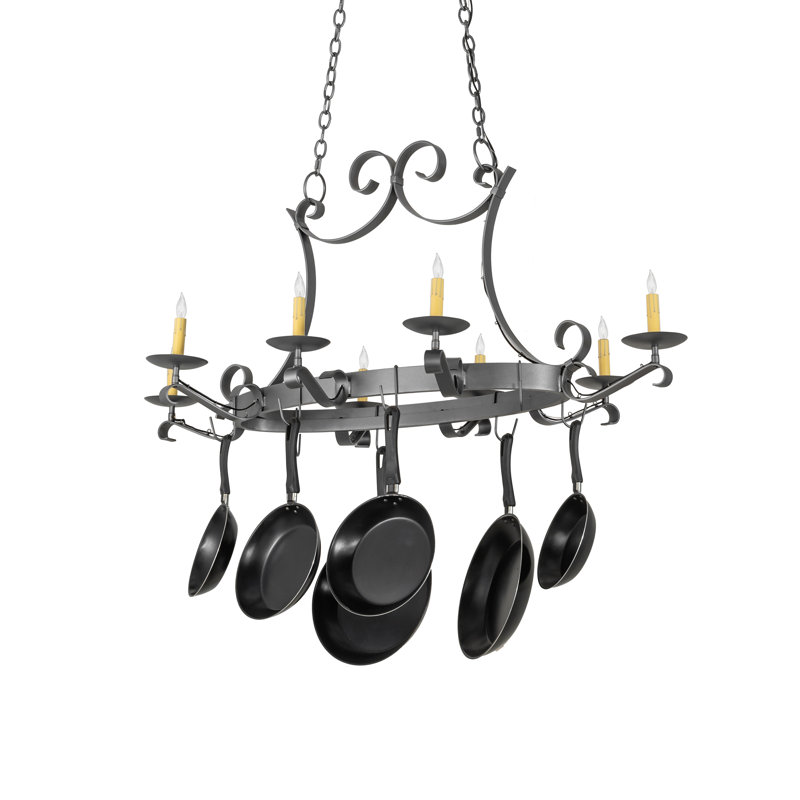 53" Long Laramie 8 Light Pot Rack