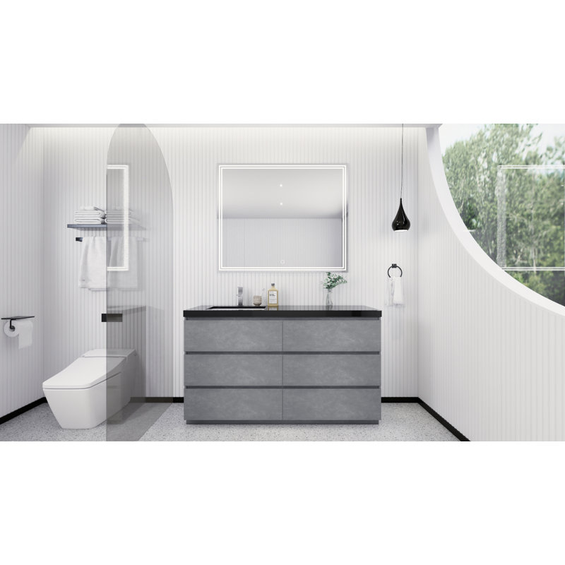 Reyes 58.5'' Single Bathroom Vanity Base Only, Matt Black