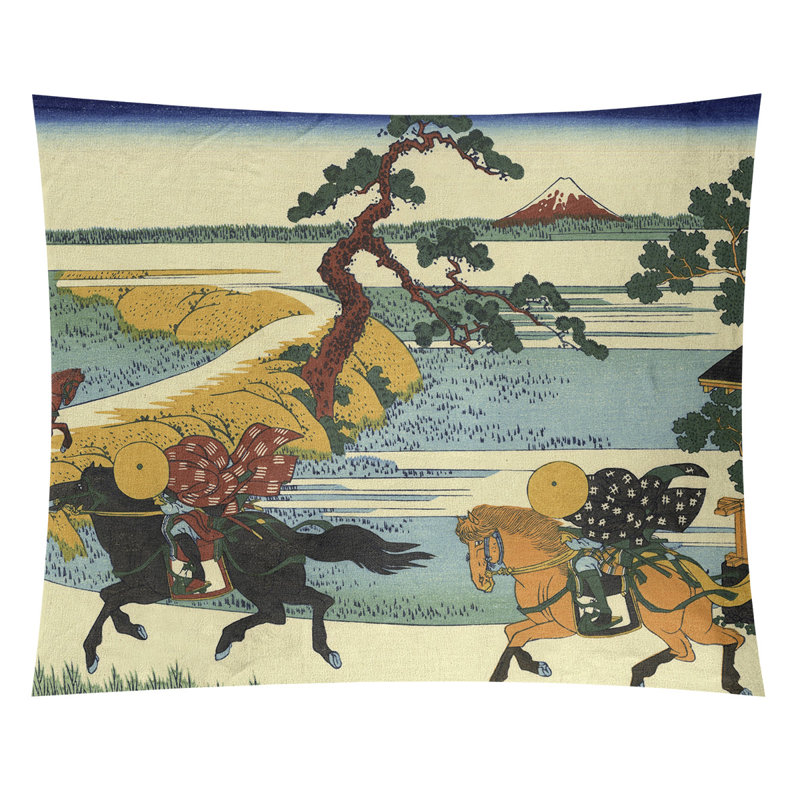 Tapisserie murale «Sekiya Village at Sumida River», H 27,5 po x l 37,5 po, Vert/noir