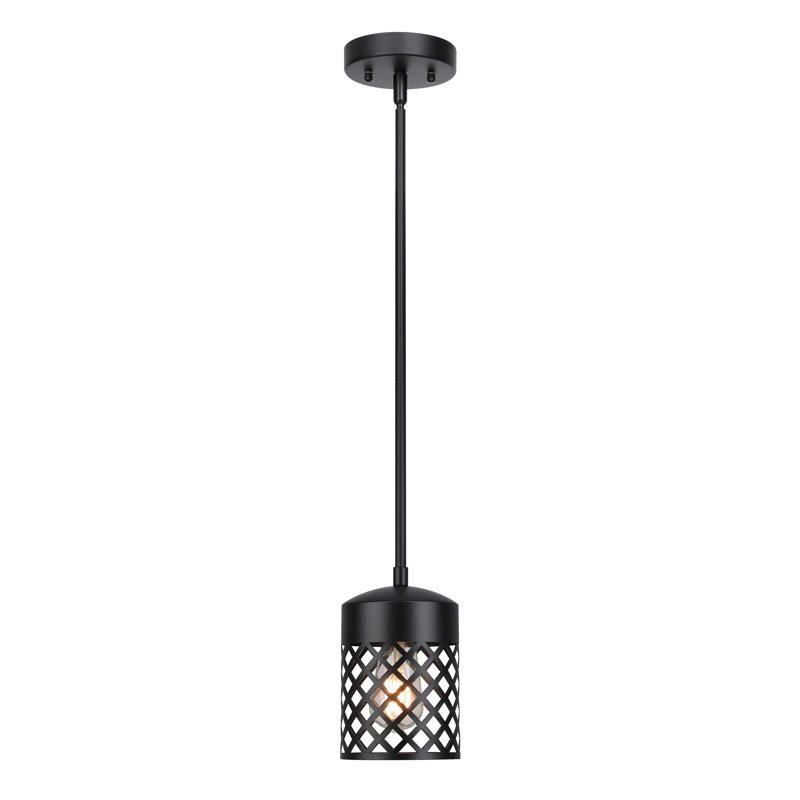 Mini luminaire suspendu simple noir réglable avec abat-jour cage pour îlot de cuisine