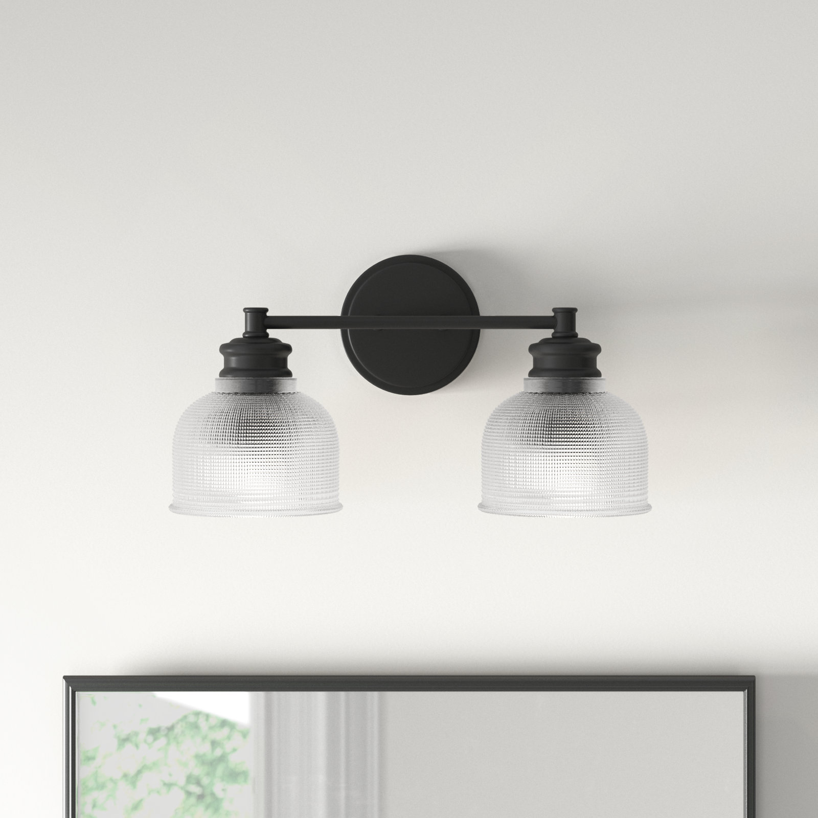 Besima 2 Light Ribbed Dimmable Vanity Light, Matte Black