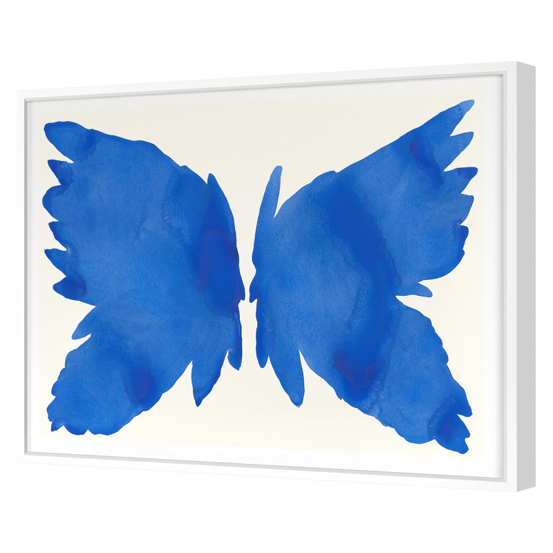 Blue Bird Print by Kate Roebuck, 25" H x 31" W, White Framed
