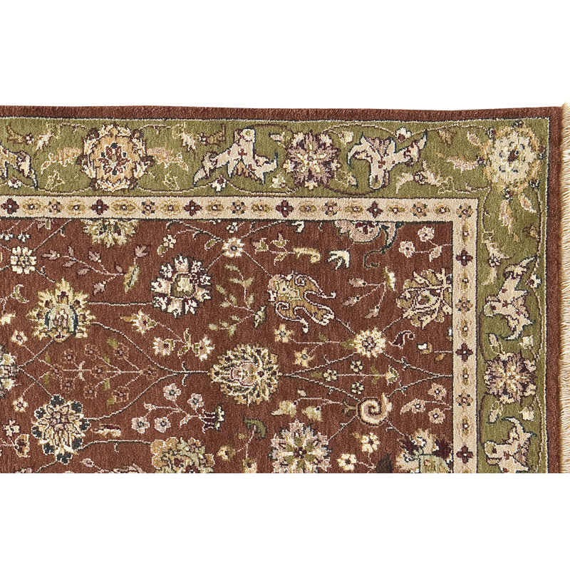 Hand Knotted Oriental Area Rug in Rust/Sage, Runner 2'6" x 10'