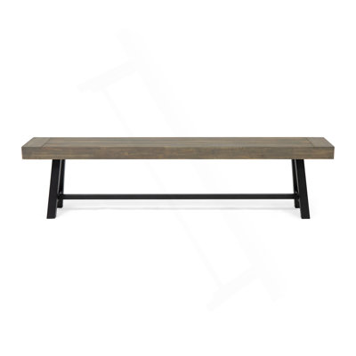 Outdoor Acacia Wood Patio Bench,Grey/Rustic Metal