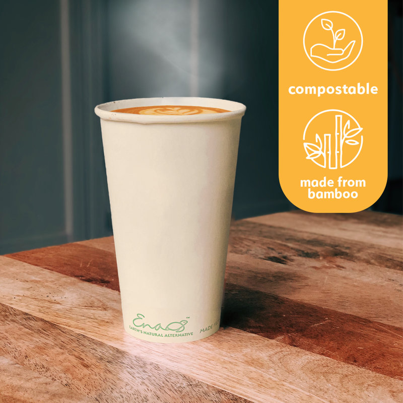 Tasses à café jetables 100% compostables en bambou [paquet de 160]