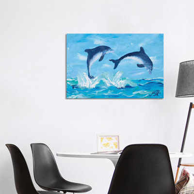 " Soaring Dolphins II " by Julie Derice Painting Print