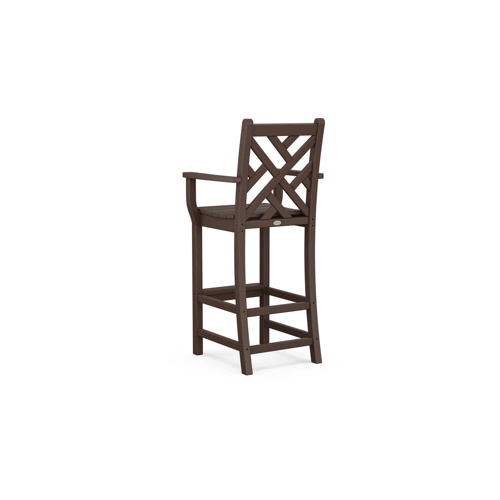 POLYWOOD Chippendale Bar Arm Chair in Sand, Mahogany