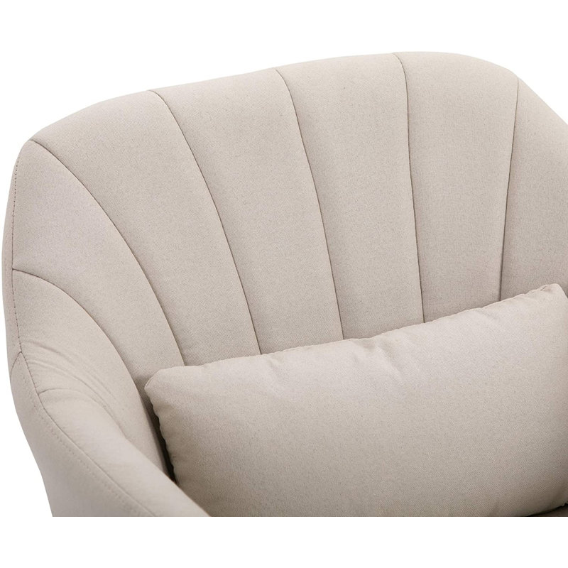 Twyman Upholstered Linen Swivel Armchair, Cream White