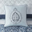 Édredon 8 pièces pour grand lit - imprimé bleu et blanc avec microfibre
