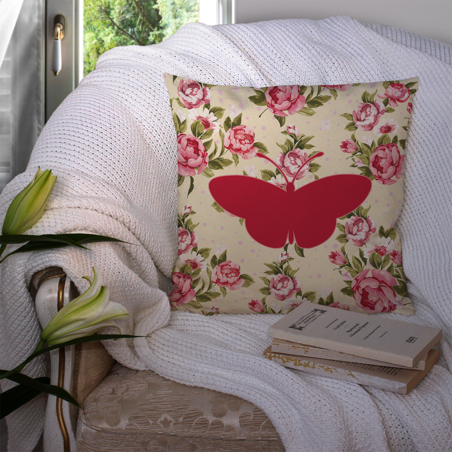 Caroline's Treasures Butterfly Shabby Elegance Yellow Roses Floral