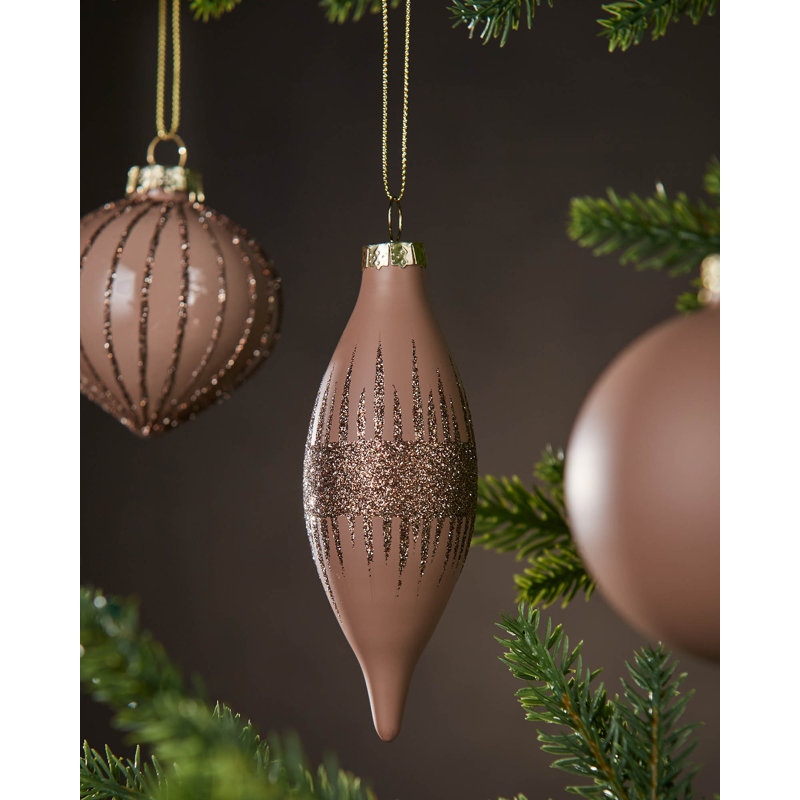 4.57cm Solid Colour Glass Bauble, Mocha