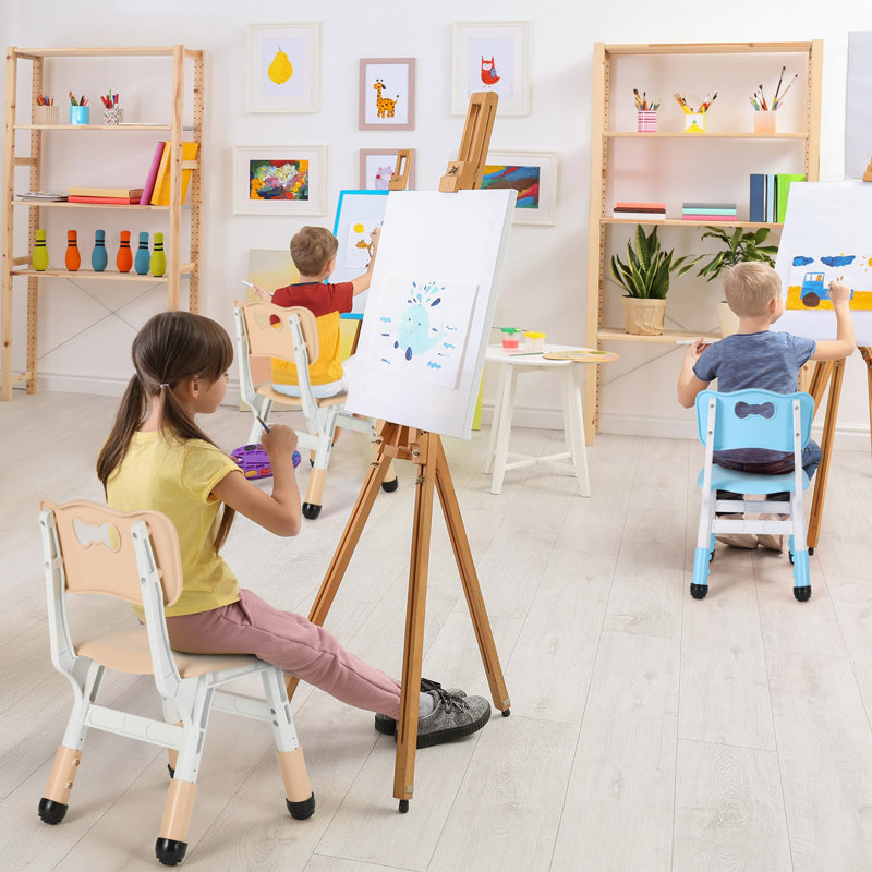 2 X Plastic Children's Desk Chair, Height Adjustable, Children's Chairs With Backrest Up To 100 Kg Load Capacity, Children's Chair From 2 Years, Children's Furniture For Children's Room, School