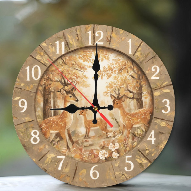 Horloge avec forêt de cerfs d'automne