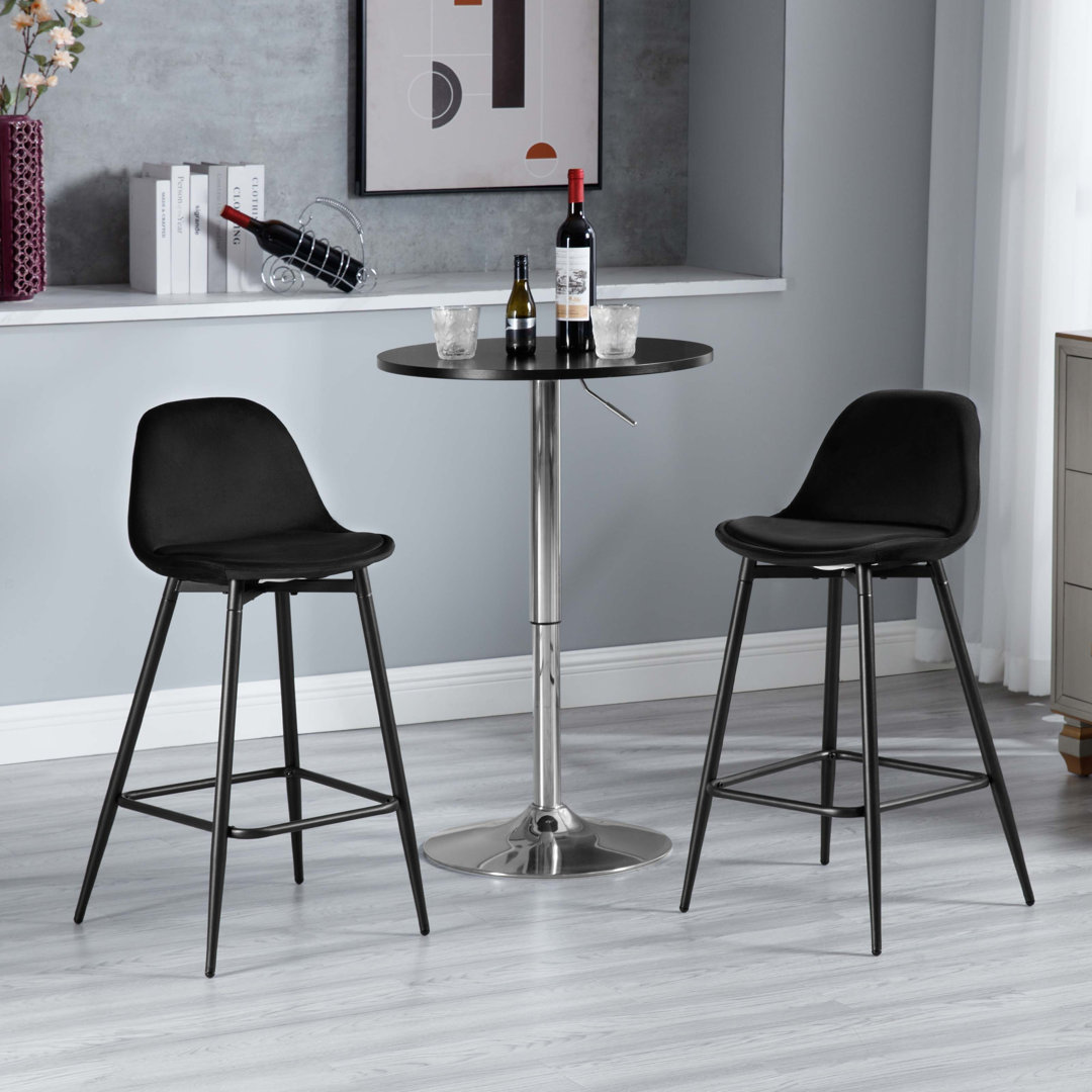 Bar Stools Set of 2, Breakfast Bar Stools, Kitchen Stools with Back, with Cushioned PP Seat and Metal Frame with Footrest, white