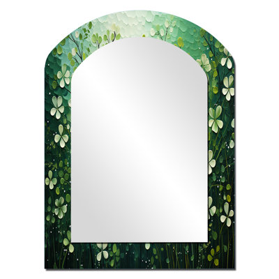 Blanc et vert Herbes Symphonie II - grand miroir arqué Herbs